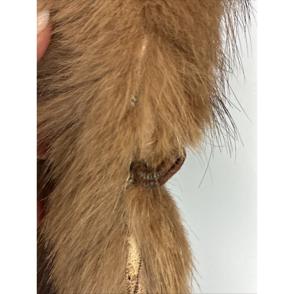 Vtg Maas Brothers Florida Brown Fur Cropped Coat Stole Small Mob Wife FLAWS READ - Picture 11 of 16